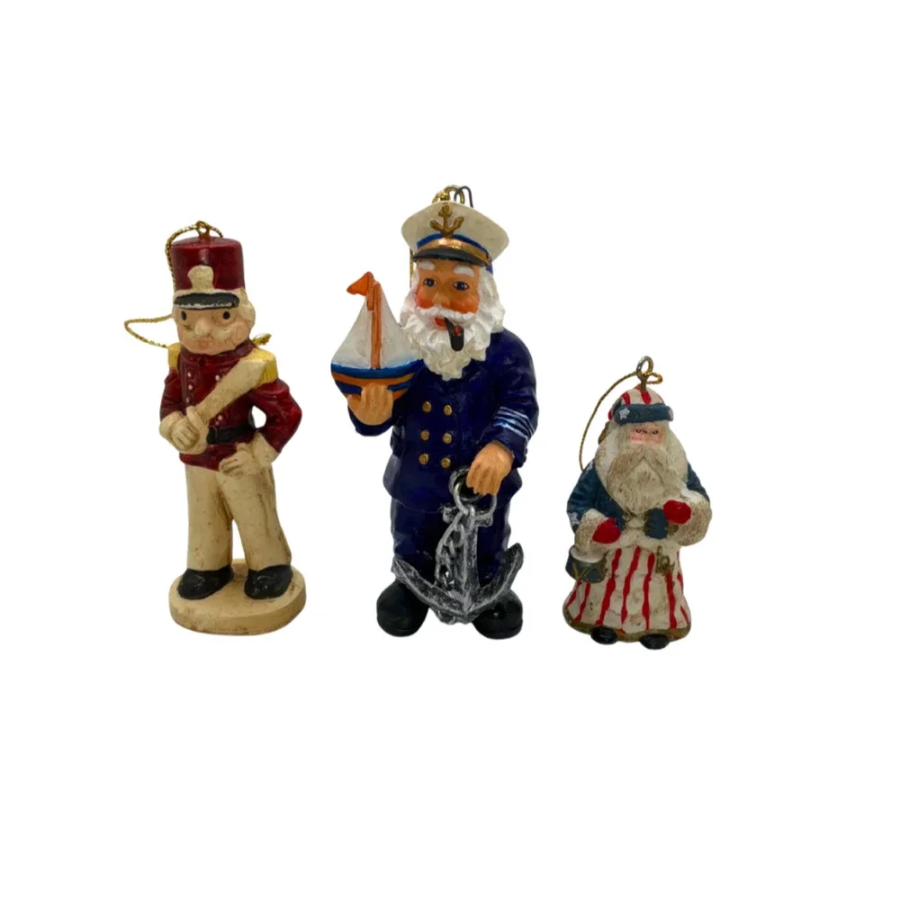 Kurt S Adler Wooden Toy Soldier Santa Captain Christmas Ornaments Lot Of 3 - Picture 5 of 13
